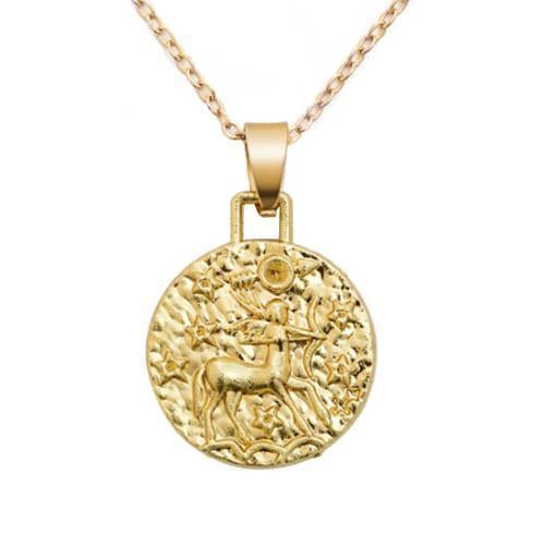 Zodiac Mosaic Coin Necklace Gold