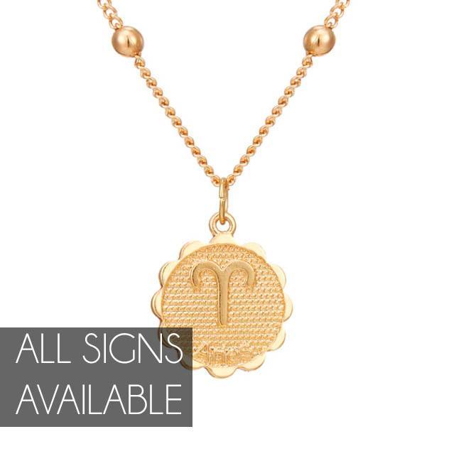Zodiac Pendant Necklace Gold