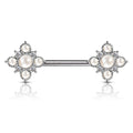 14 Gauge Crystal & Pearl Barbell Nipple Ring