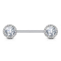 14 Gauge Double Crystal Ball End Nipple Ring