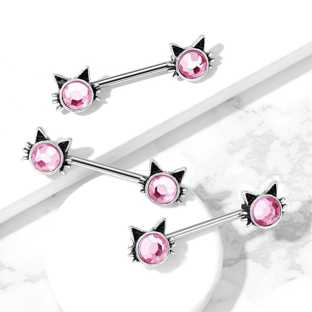 14 Gauge Kitty Cat Barbell Nipple Ring