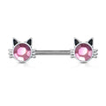 14 Gauge Kitty Cat Barbell Nipple Ring