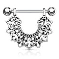 14 Gauge Ornate Silver Flower Nipple Shield