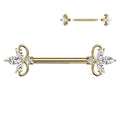 14 Gauge Triple Marquise Flower Barbell Nipple Ring