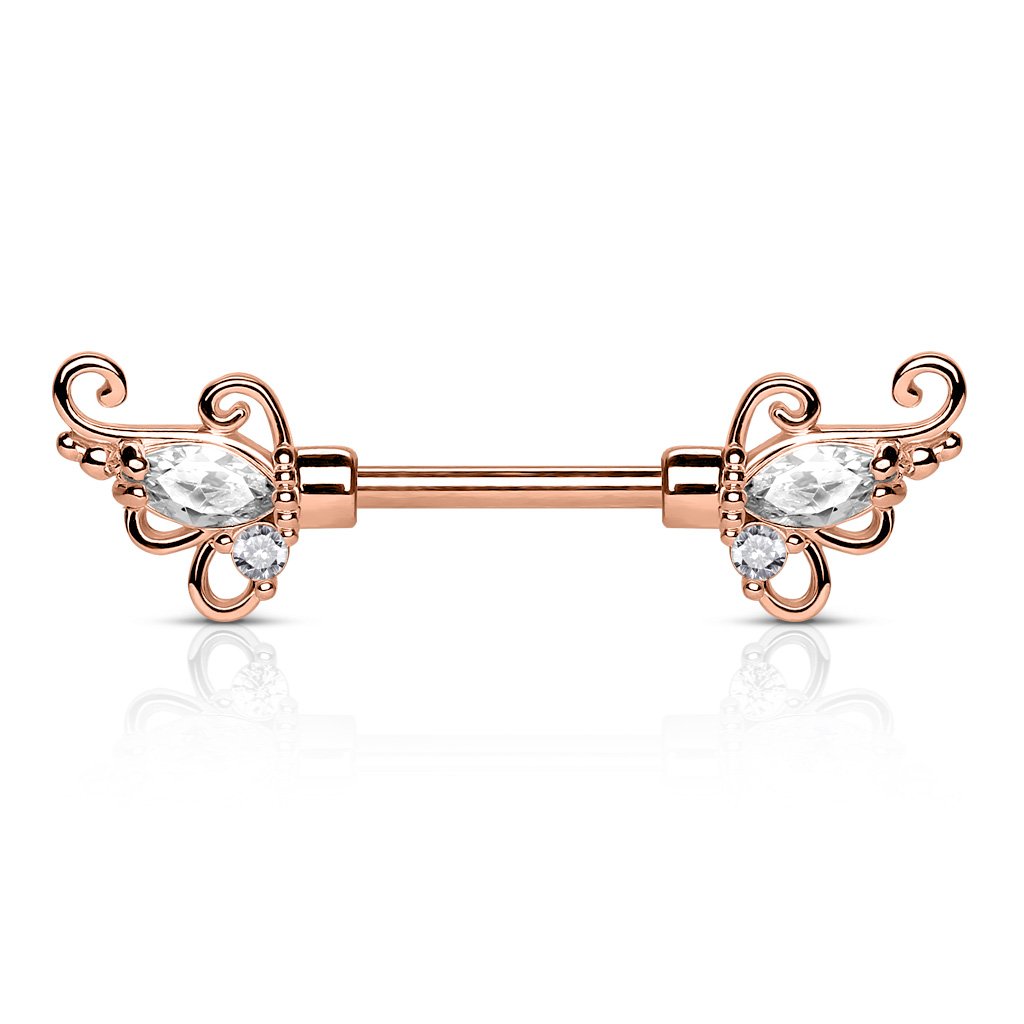 14 Gauge Filigree Flowers Barbell Nipple Ring