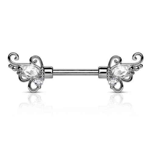 14 Gauge Filigree Flowers Barbell Nipple Ring