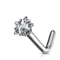 20 Gauge Titanium Prong Set Star L Bend Nose Stud