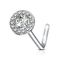 20 Gauge Double Tiered Crystal L Bend Nose Stud