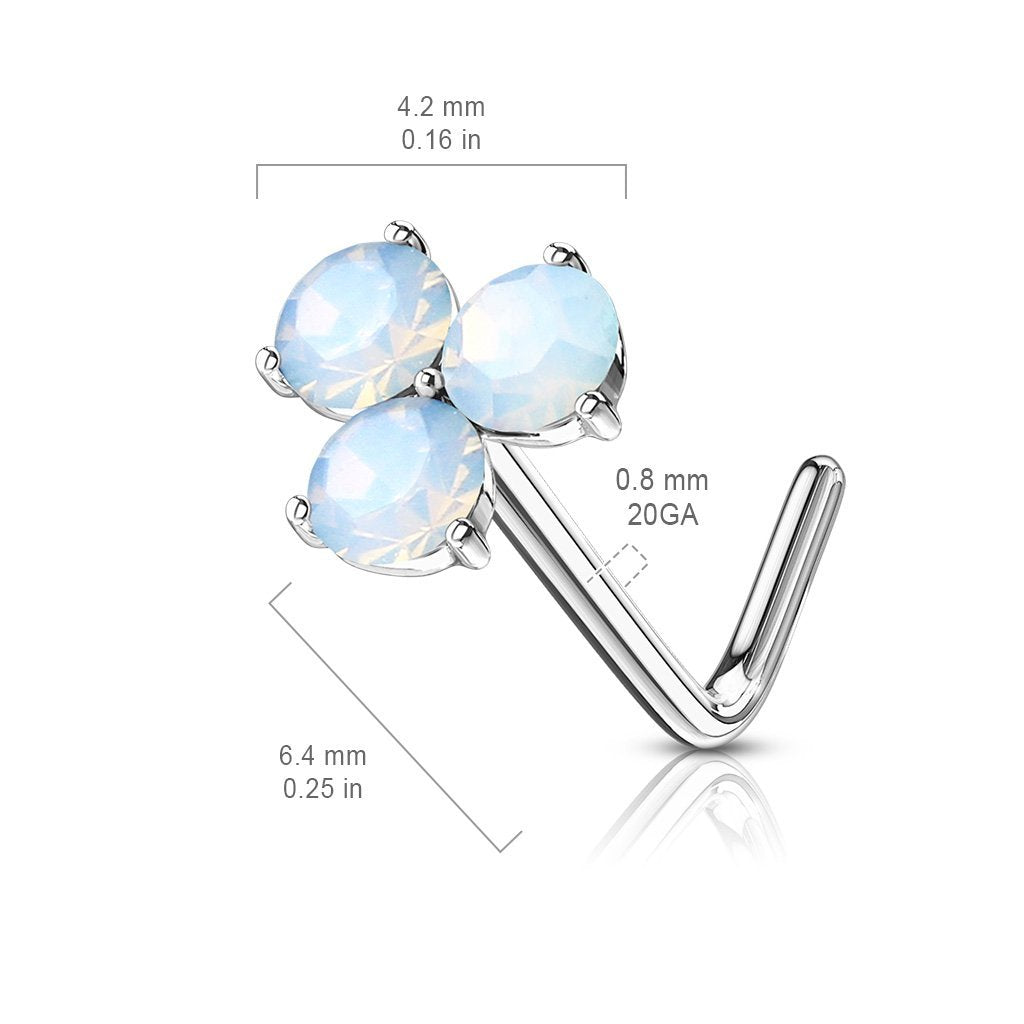 Dainty Opalite Flower L Bend Nose Stud