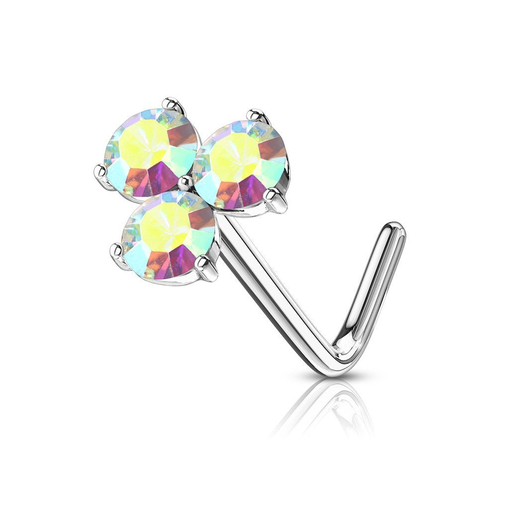 Dainty Opalite Flower L Bend Nose Stud
