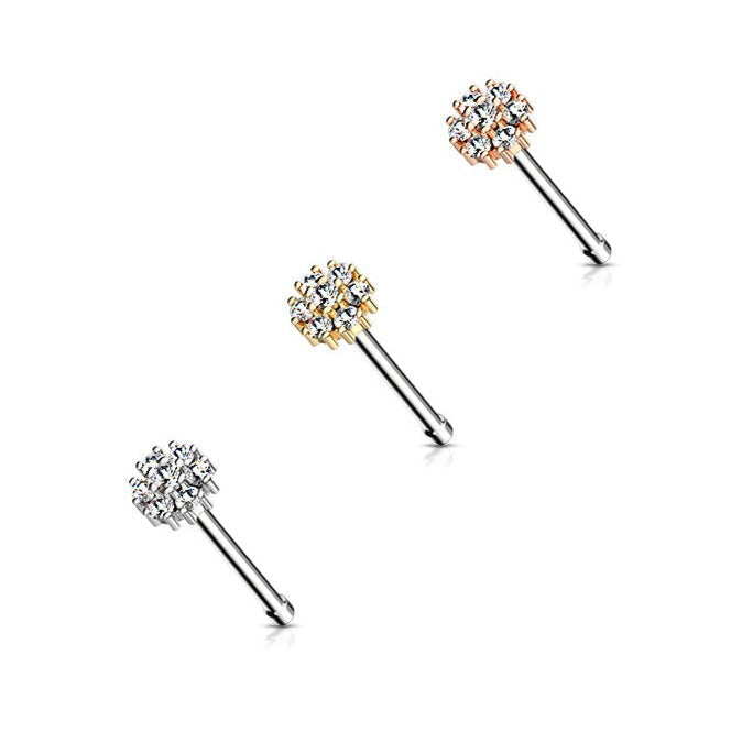 20 Gauge Crystal Flower Top Surgical Steel Nose Stud