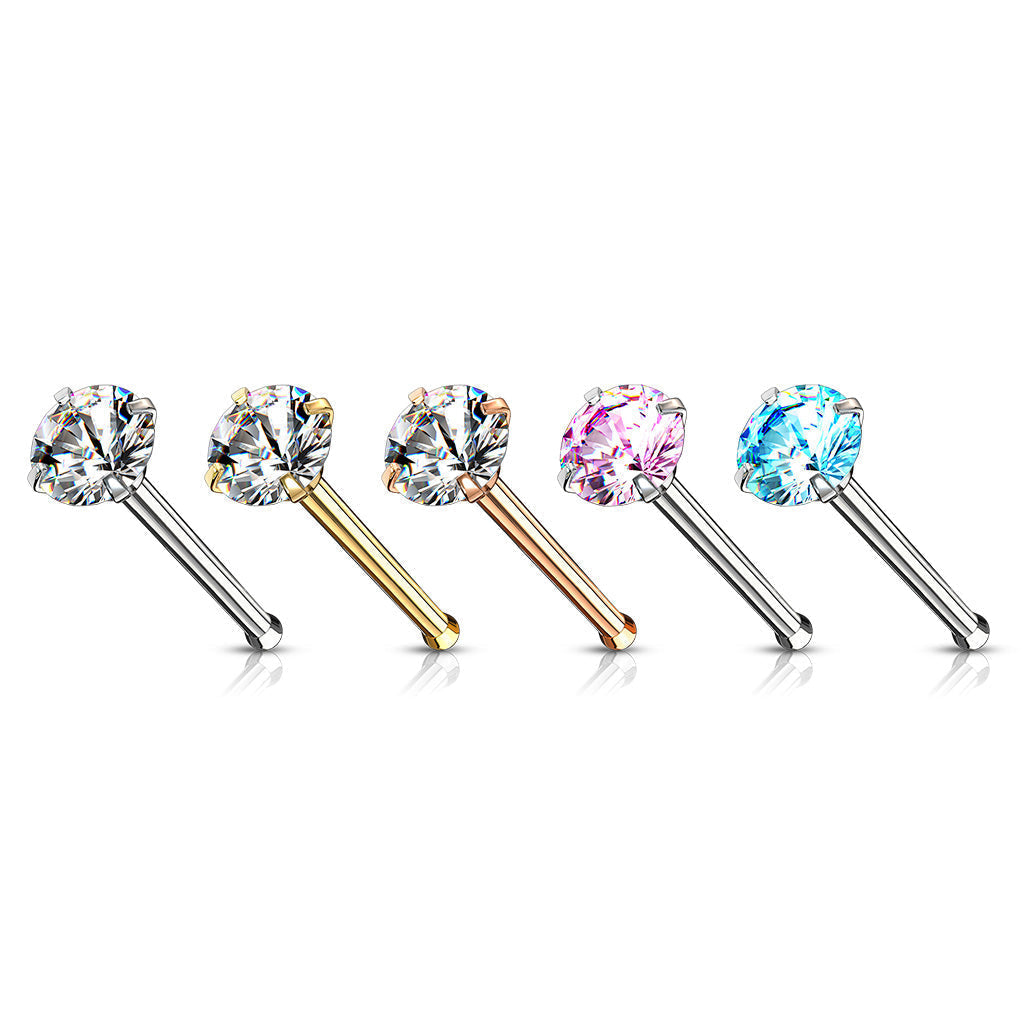 20 Gauge Crystal Top Surgical Steel Nose Stud