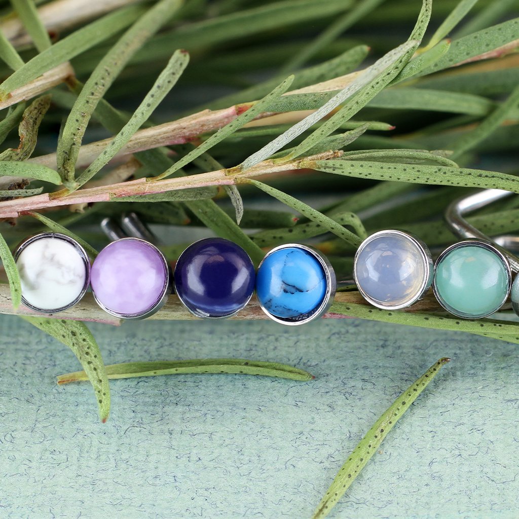 20 Gauge Semi Precious Stone Top L Bend Nose Stud