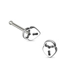 20 Gauge Silver Locked Heart Nose Stud