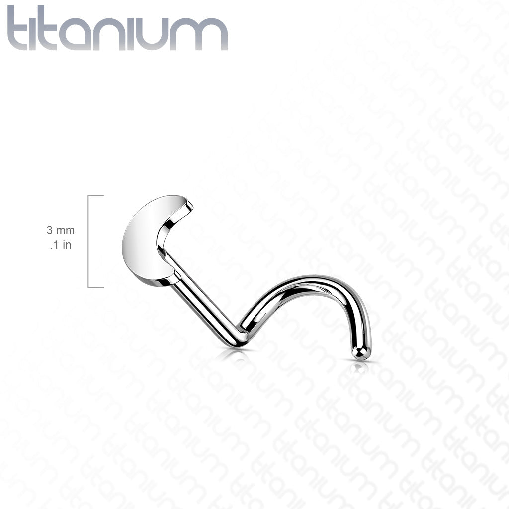 20 Gauge Titanium Crescent Moon Screw Nose Stud