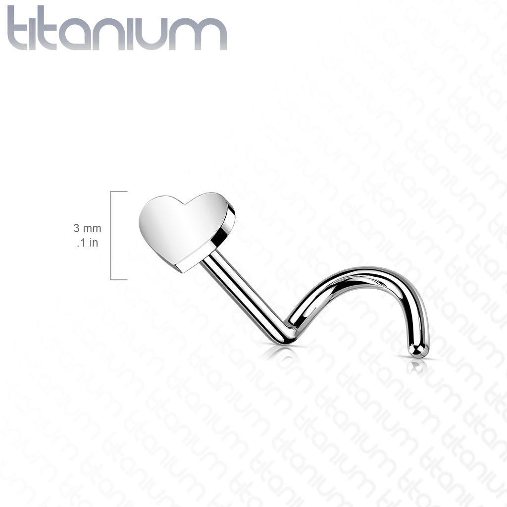 20 Gauge Titanium Heart Screw Nose Stud