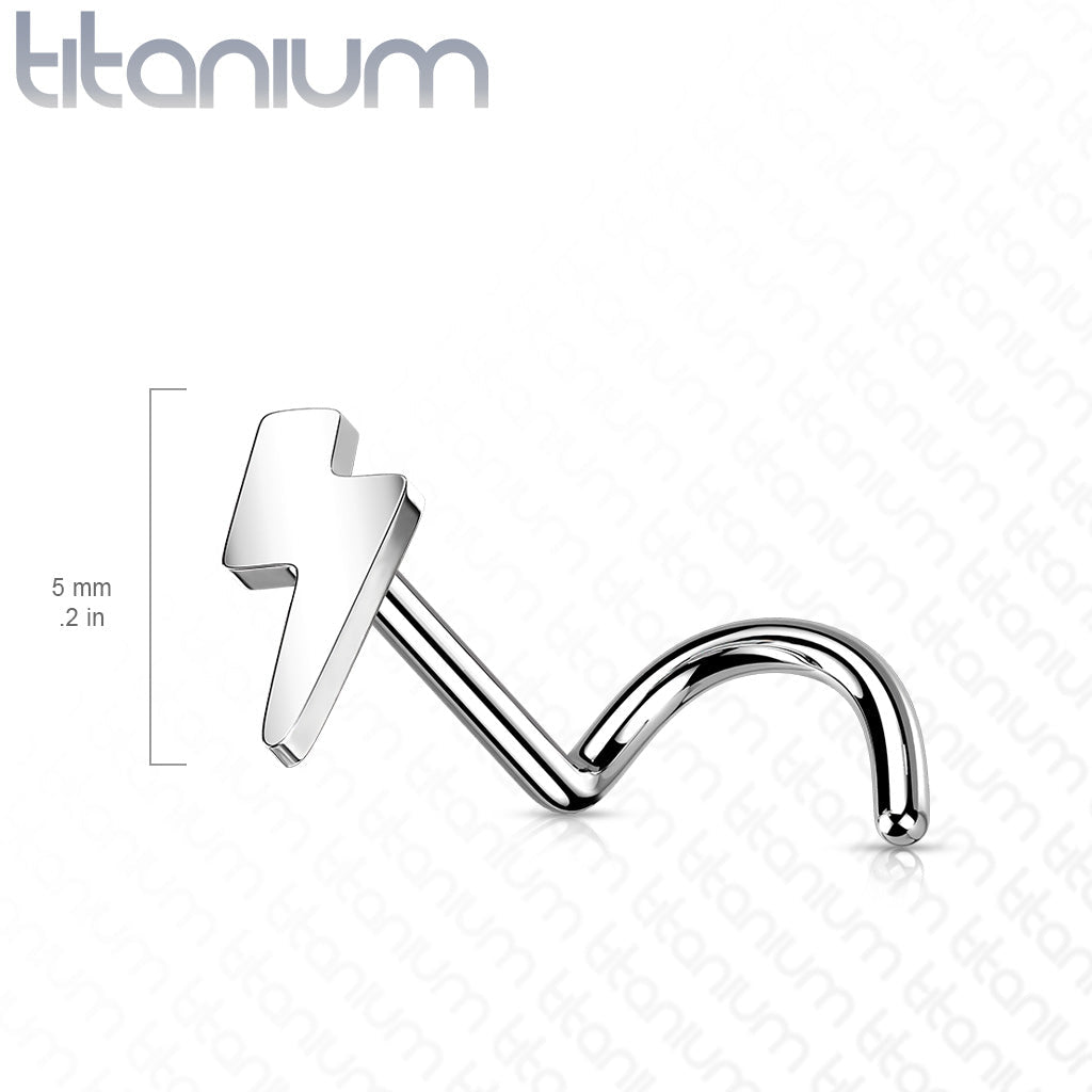 20 Gauge Titanium Lightening Bolt Screw Nose Stud