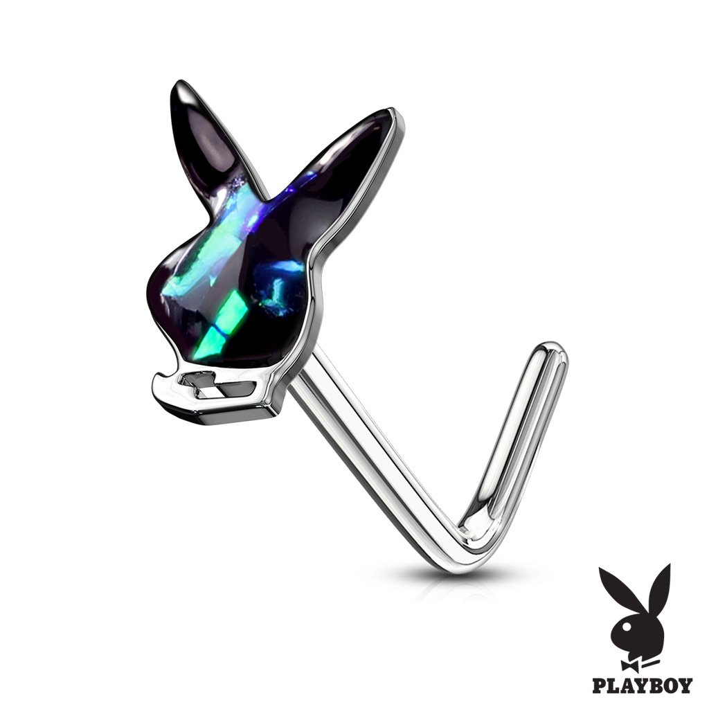 Opal L Bend Playboy Bunny Nose Stud
