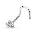 Crystal Flower Top Nose Screw Rings
