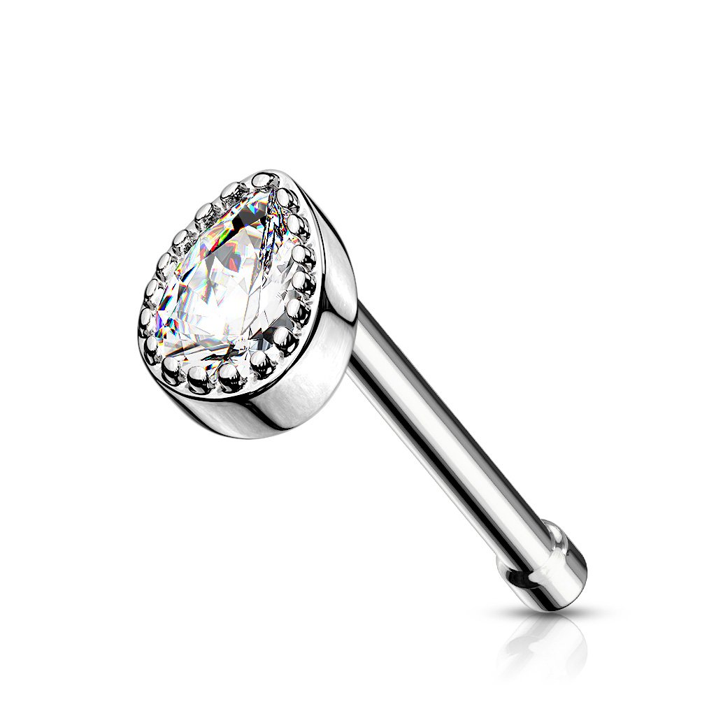 Crystal Tear Drop Top Nose Stud