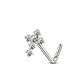 20 Gauge Crystal Cross L Bend Nose Stud