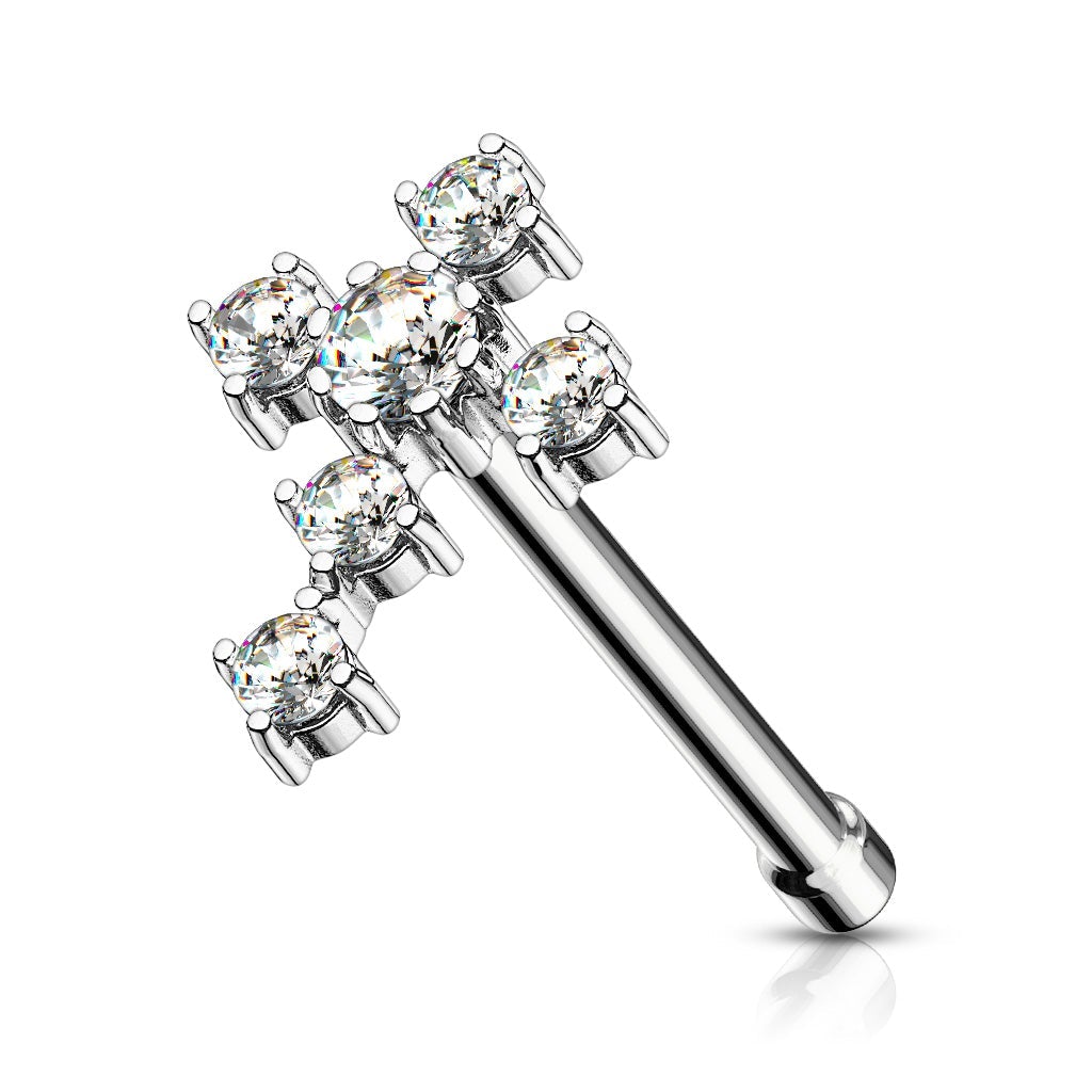 Crystal Cross Top Surgical Steel Nose Stud
