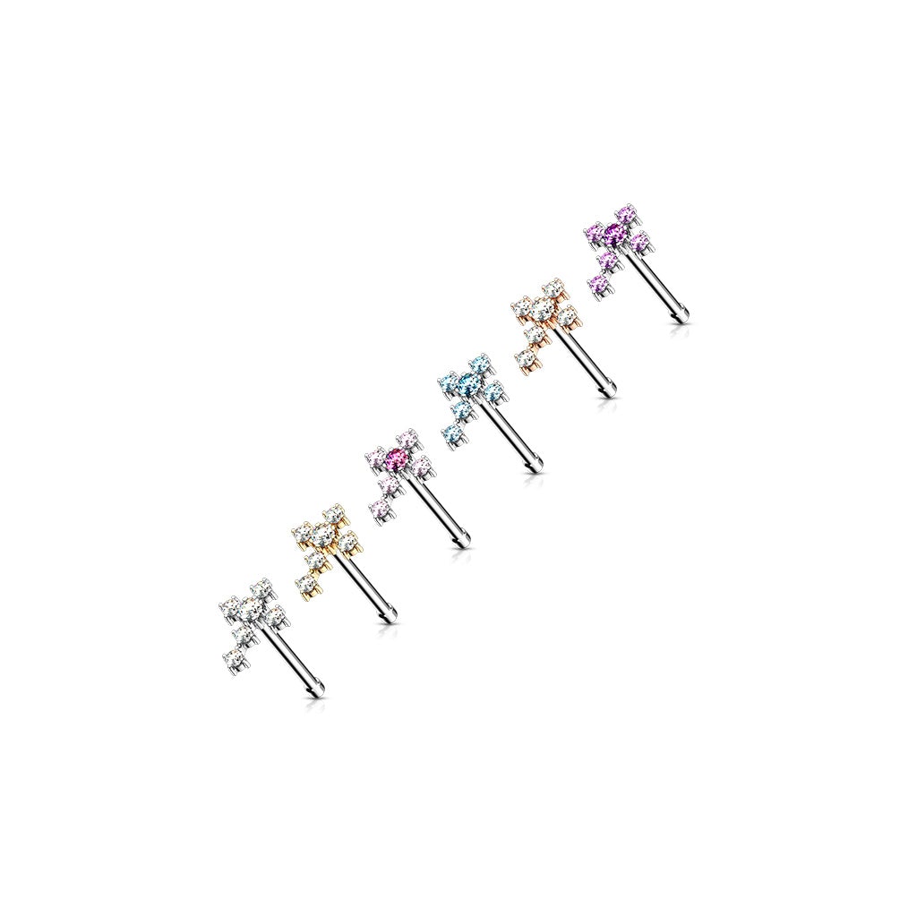 Crystal Cross Top Surgical Steel Nose Stud