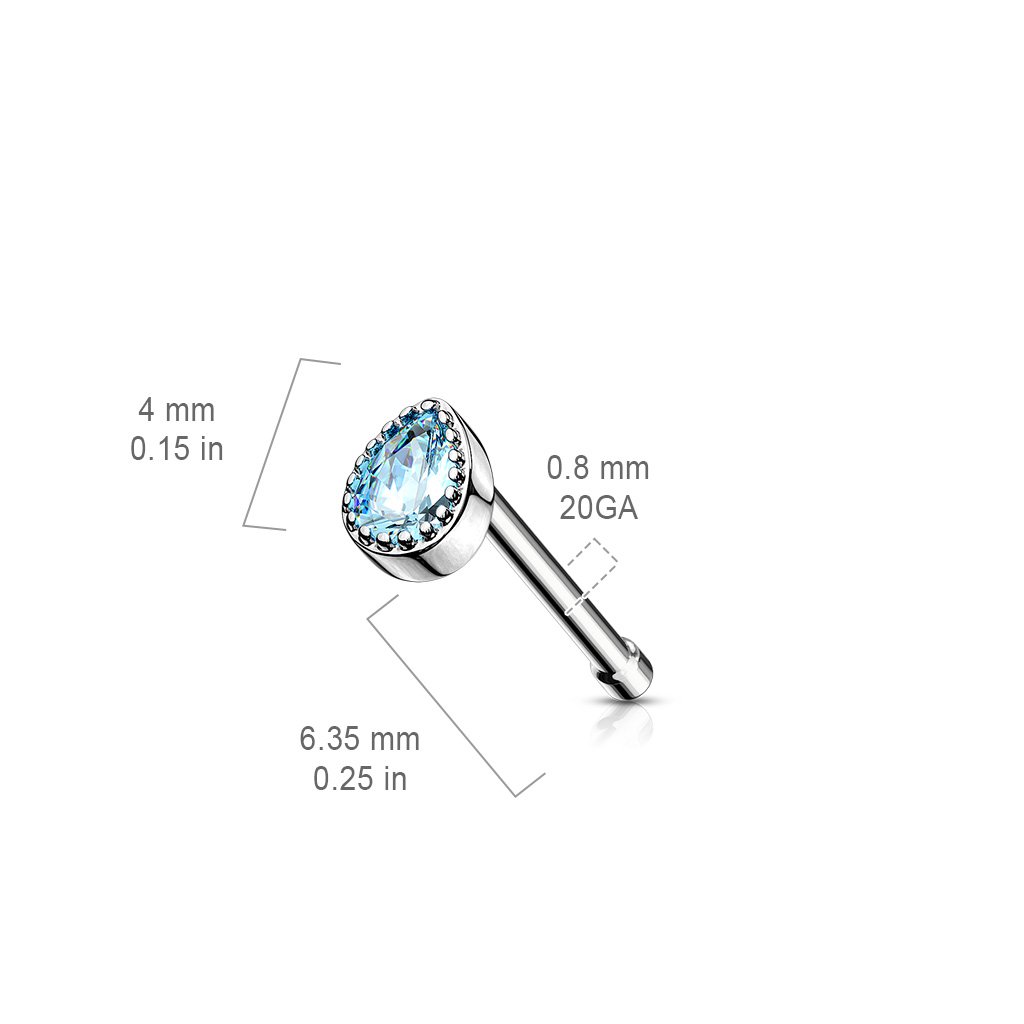Crystal Tear Drop Top Nose Stud