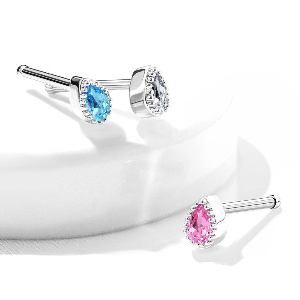 Crystal Tear Drop Top Nose Stud