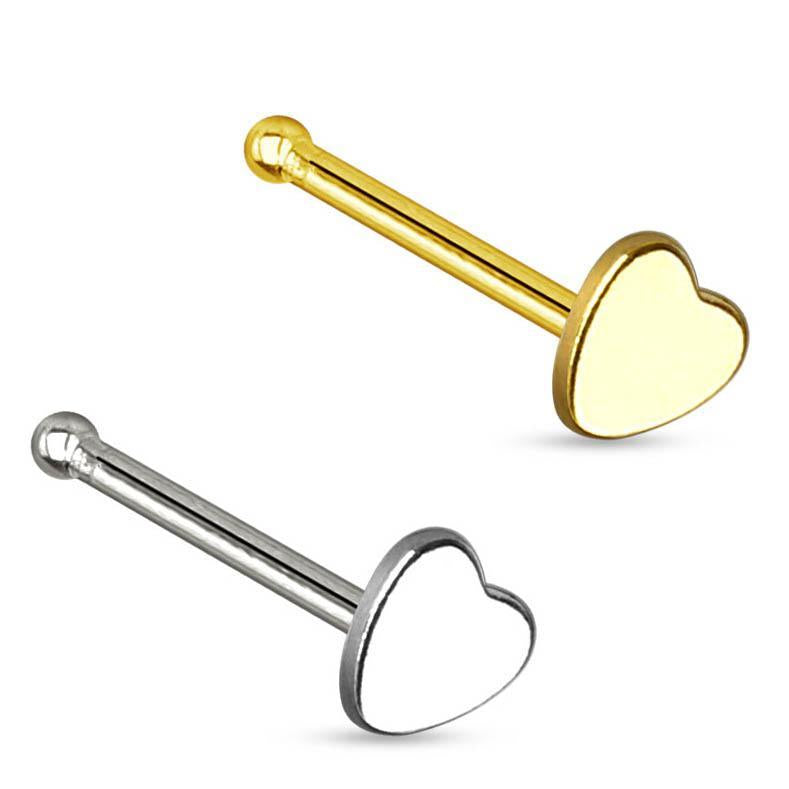 Dainty Heart Top Nose Stud - Silver / Gold