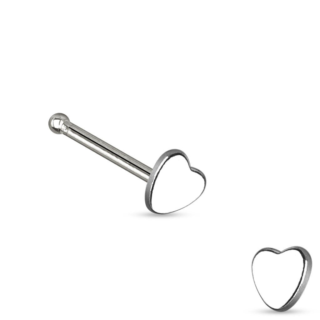 Dainty Heart Top Nose Stud - Silver / Gold