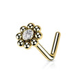 20 Gauge Ball Edge Crystal L Bend Nose Stud