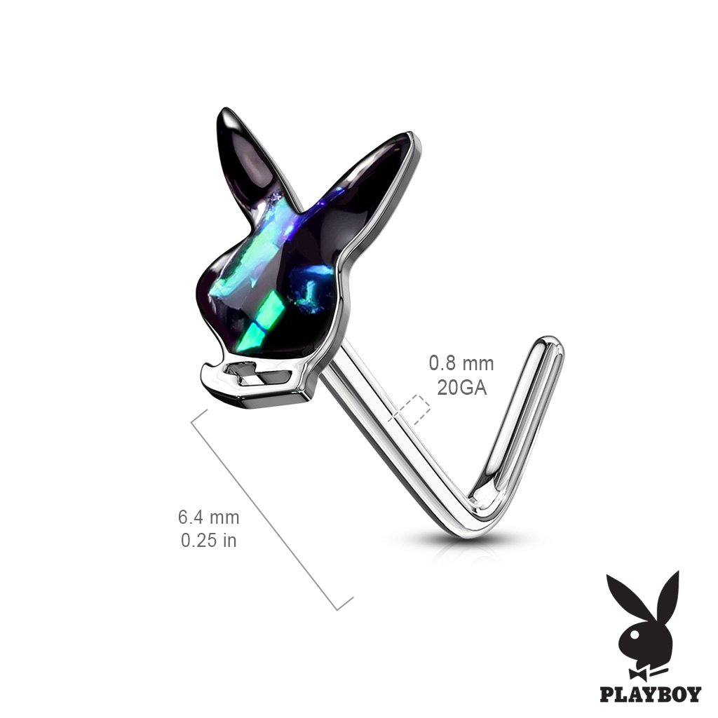 Opal L Bend Playboy Bunny Nose Stud