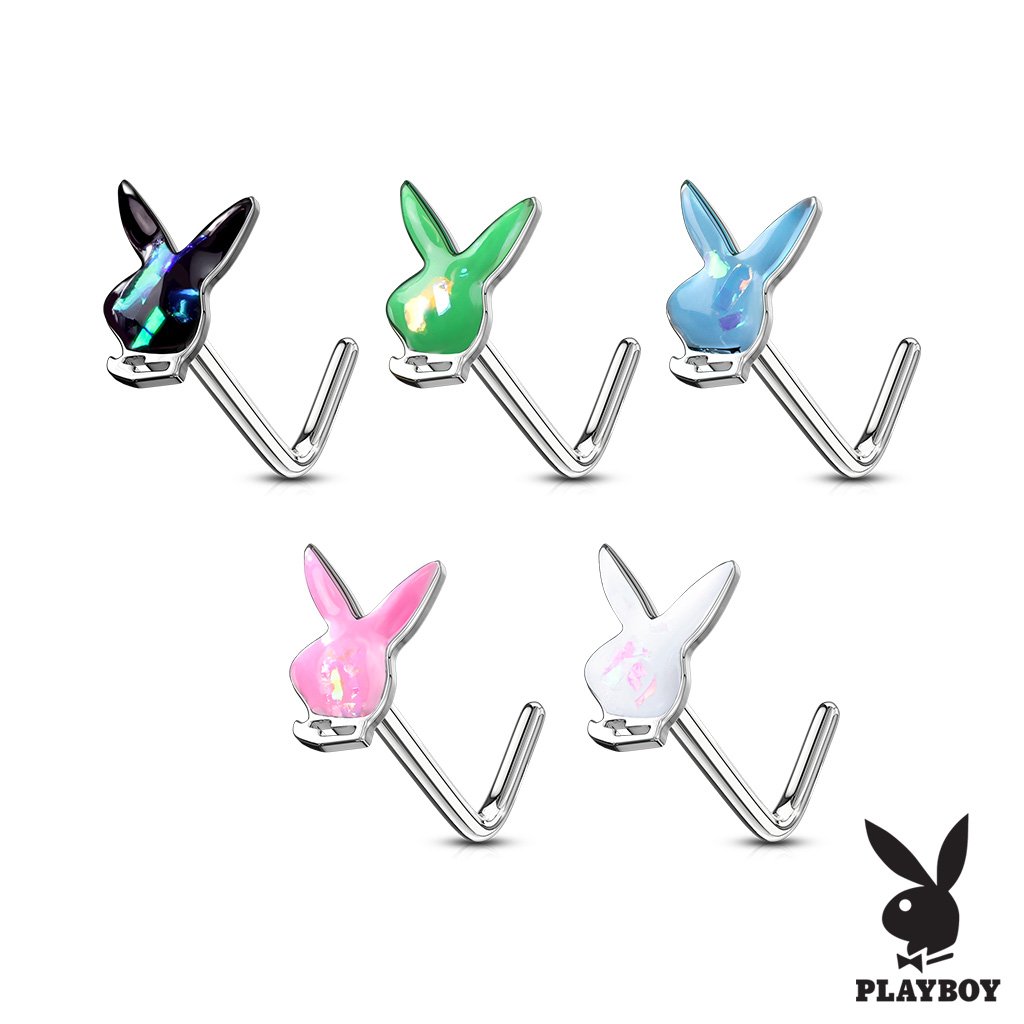 Opal L Bend Playboy Bunny Nose Stud