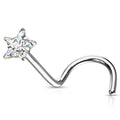 20 Gauge Prong Set Star CZ Top Nose Screw Rings
