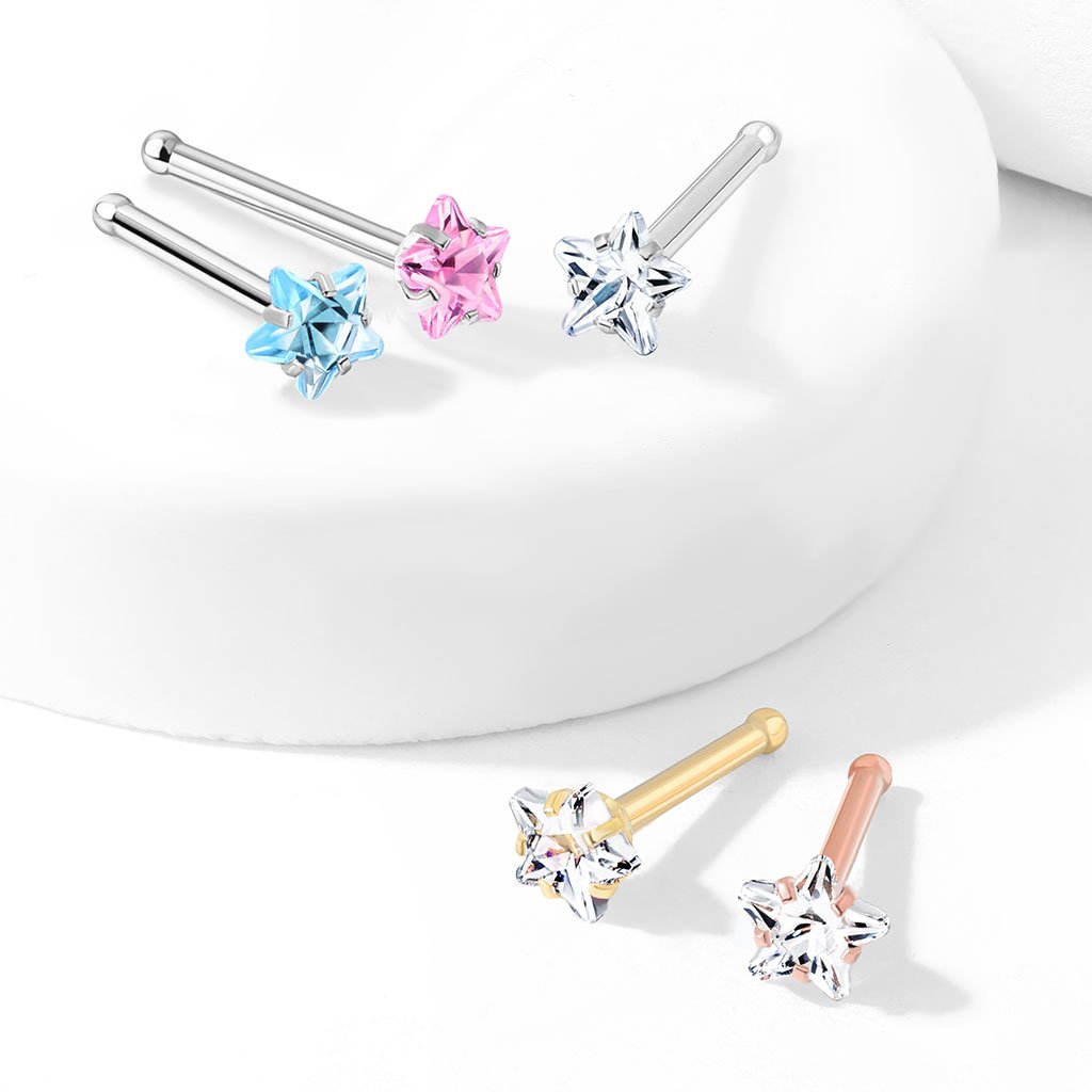 Prong Set Star Top Surgical Steel Nose Stud