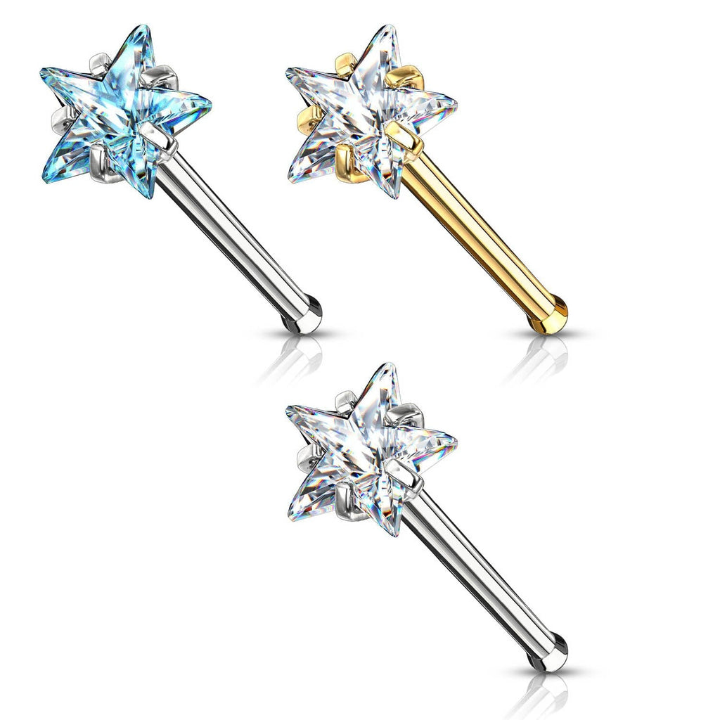 Prong Set Star Top Surgical Steel Nose Stud