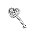 Crystal Heart Top Nose Stud - Gold / Silver