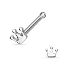 Dainty Crown Top Nose Stud - Silver / Gold