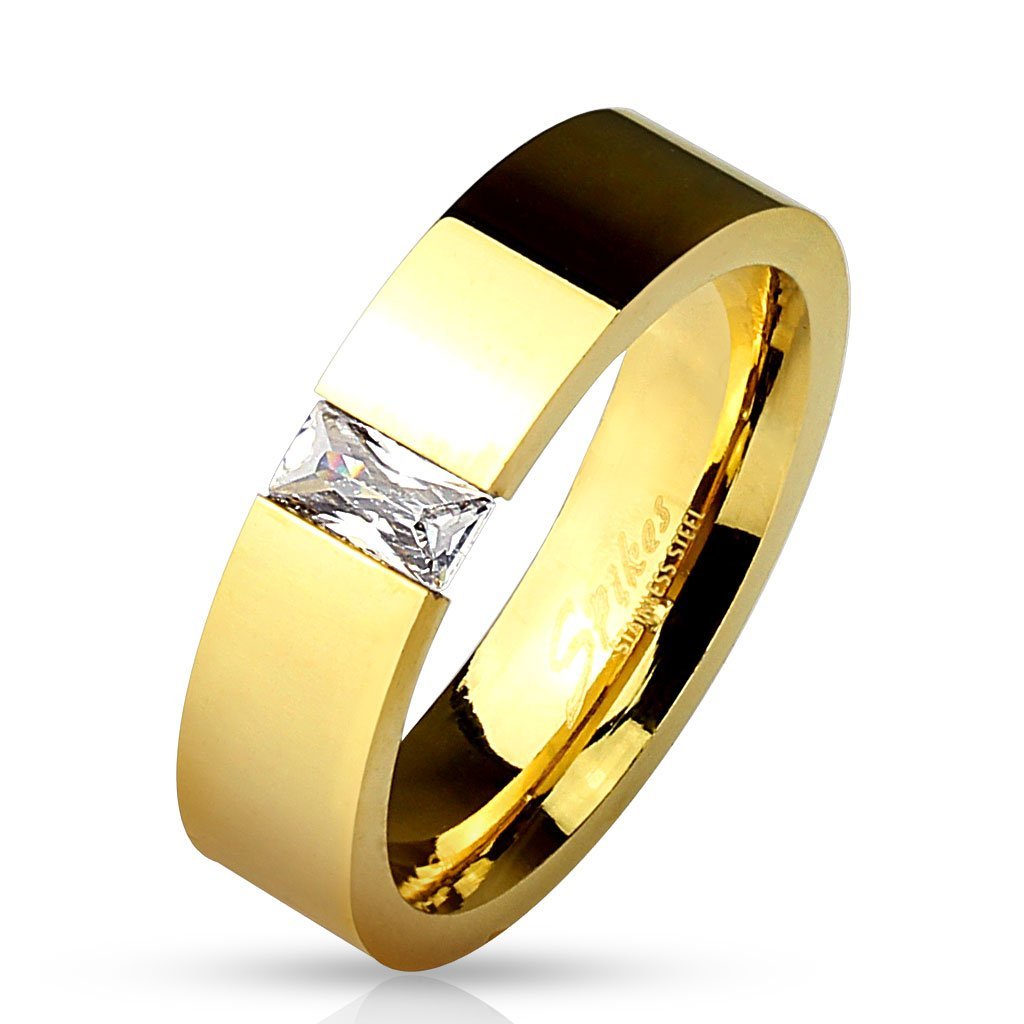 Kim Square CZ Gold Tension Ring