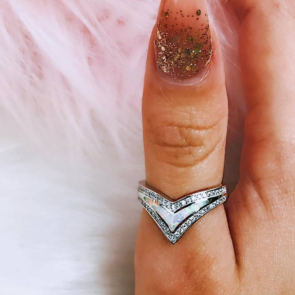Olivia Opal Wish Bone Ring