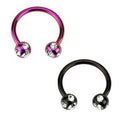 16 Gauge Gem Ball End Circular Barbell / Horseshoe