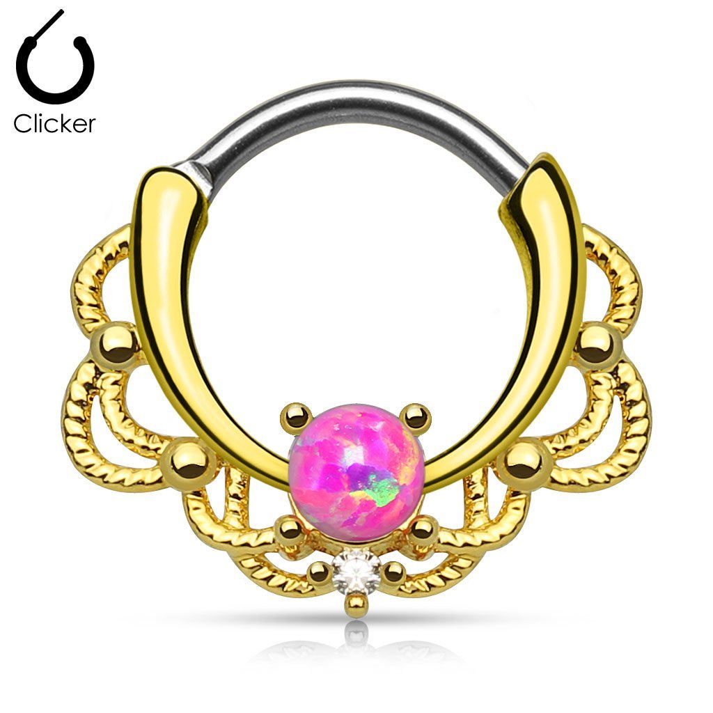 16 Gauge Elysium Septum Ring Gold / Pink