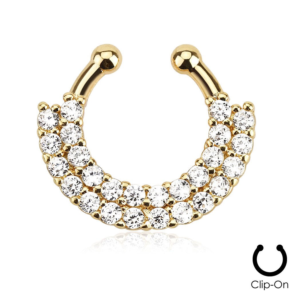 Golden Crystal Fan Septum Ring