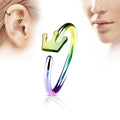 20 Gauge Rainbow Crown Nose Hoop Ring for Nose & Ear
