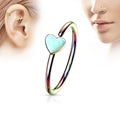 20 Gauge Rainbow Heart Hoop Ring for Nose & Ear