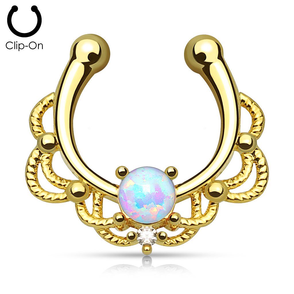 Selene Opal Faux Septum Ring - Gold