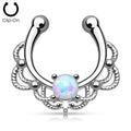 Selene Opal Faux Septum Ring - Silver