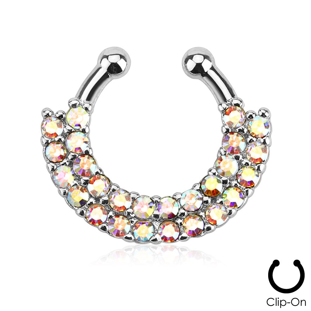 Silver Aurora Fan Faux Septum Ring