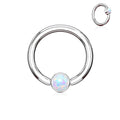 16 Gauge Removable Ball End Opal Captive Ring - Silver